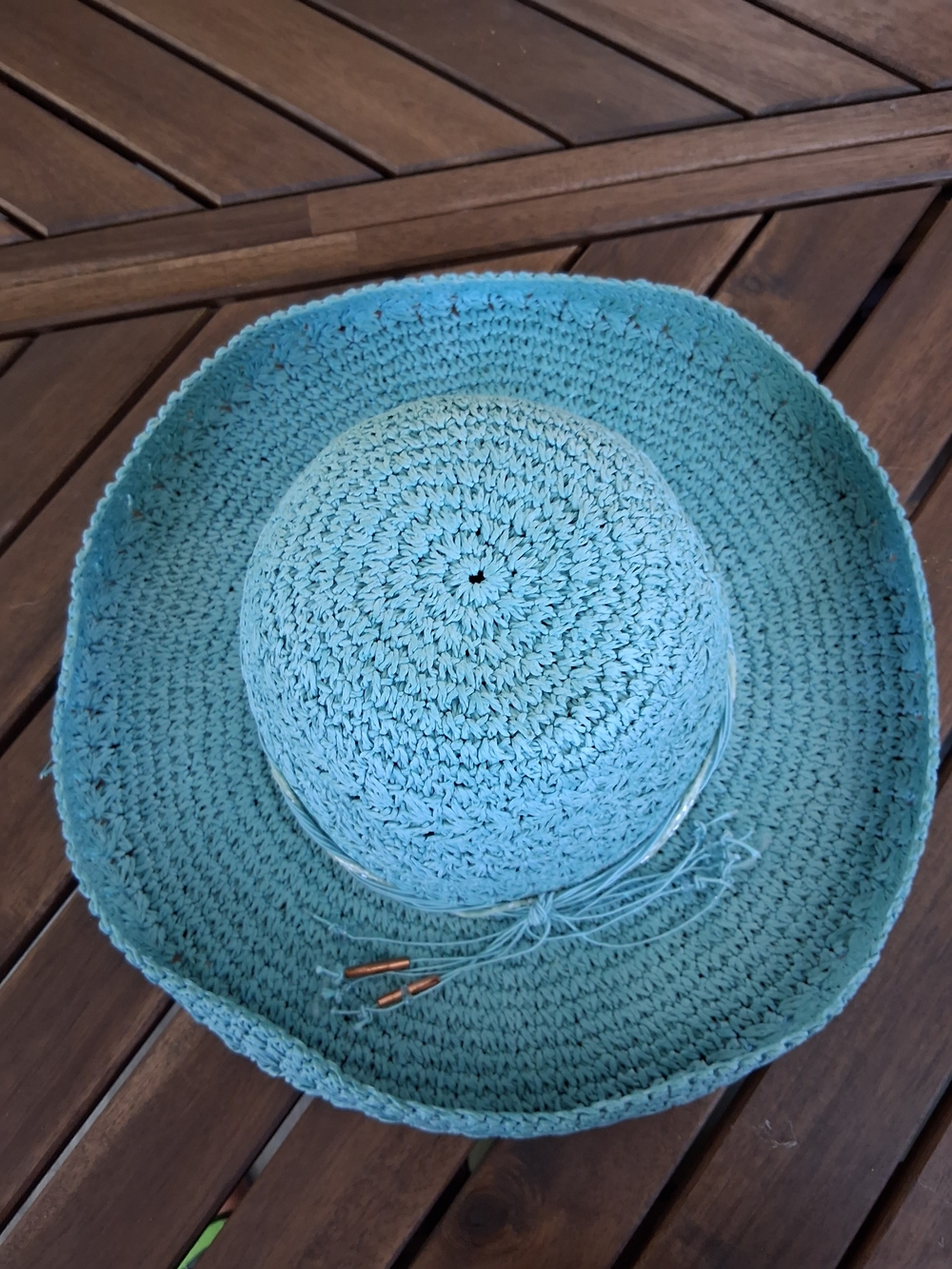 Light Blue Crochet Sun Hat - Women's Beach Straw Hat